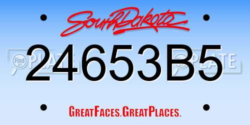 24653B5 South Dakota License Plate