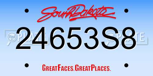 24653S8 South Dakota License Plate
