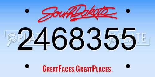 2468355 South Dakota License Plate