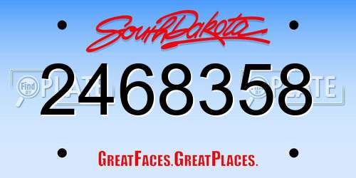 2468358 South Dakota License Plate