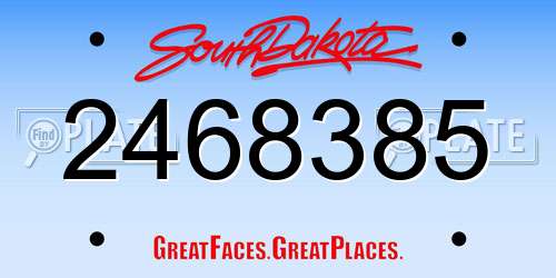 2468385 South Dakota License Plate