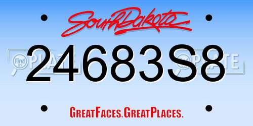 24683S8 South Dakota License Plate