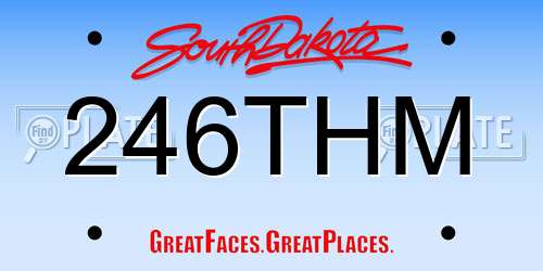 246THM South Dakota License Plate