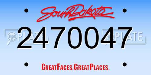 2470047 South Dakota License Plate