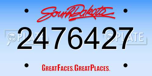 2476427 South Dakota License Plate