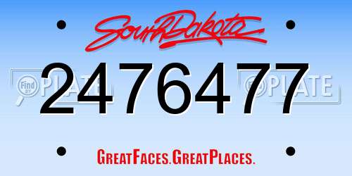 2476477 South Dakota License Plate