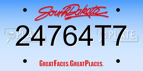 24764T7 South Dakota License Plate