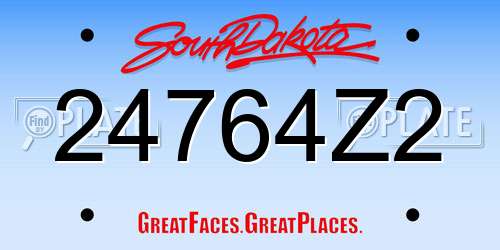 24764Z2 South Dakota License Plate