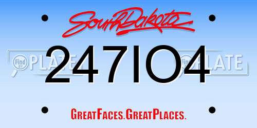 247IO4 South Dakota License Plate