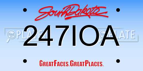 247IOA South Dakota License Plate