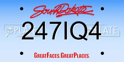 247IQ4 South Dakota License Plate