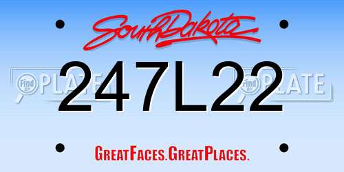 247L22 South Dakota License Plate