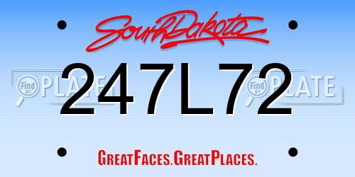 247L72 South Dakota License Plate