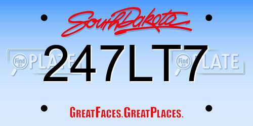 247LT7 South Dakota License Plate