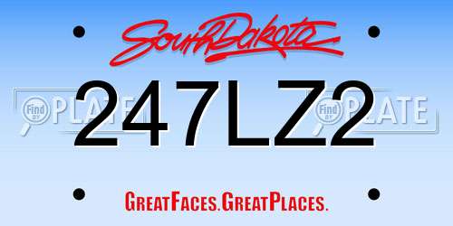 247LZ2 South Dakota License Plate