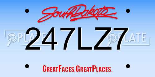 247LZ7 South Dakota License Plate