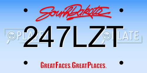247LZT South Dakota License Plate