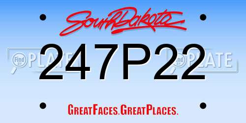247P22 South Dakota License Plate