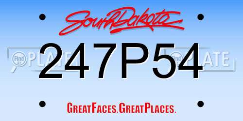 247P54 South Dakota License Plate