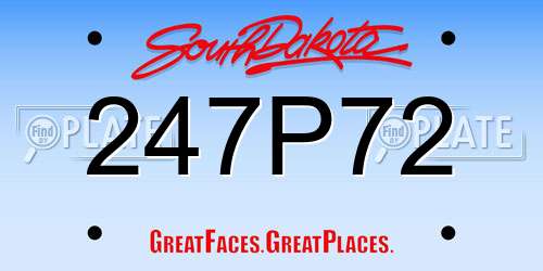 247P72 South Dakota License Plate