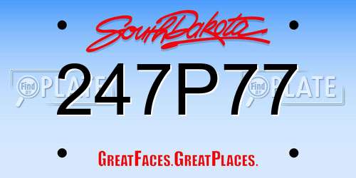 247P77 South Dakota License Plate