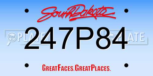 247P84 South Dakota License Plate