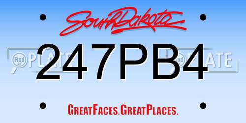 247PB4 South Dakota License Plate