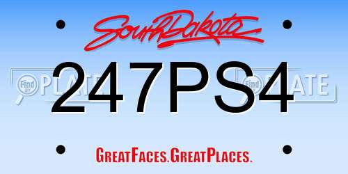 247PS4 South Dakota License Plate