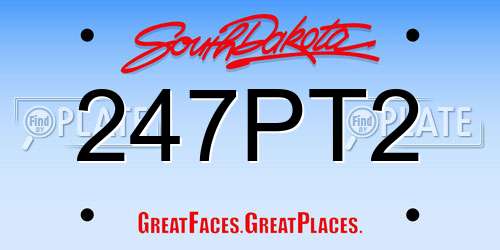 247PT2 South Dakota License Plate