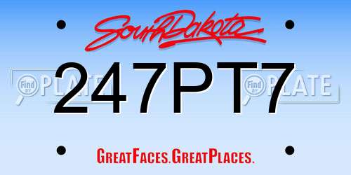 247PT7 South Dakota License Plate