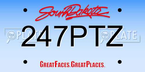 247PTZ South Dakota License Plate