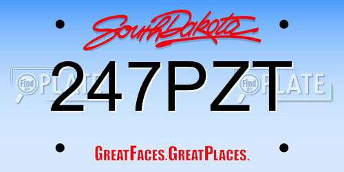 247PZT South Dakota License Plate