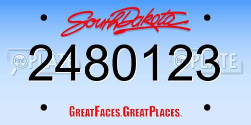 2480123 South Dakota License Plate