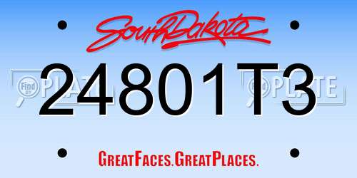 24801T3 South Dakota License Plate