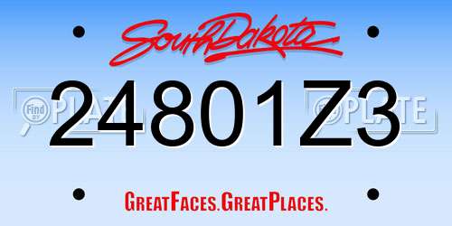 24801Z3 South Dakota License Plate