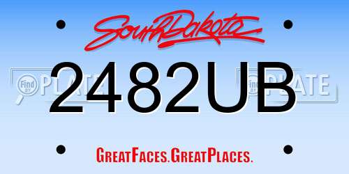 2482UB South Dakota License Plate