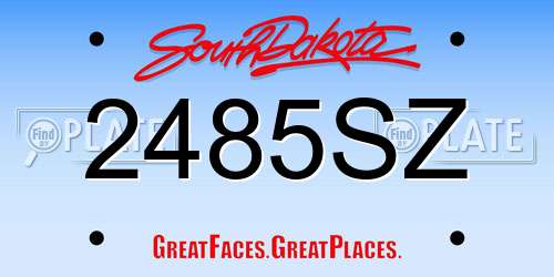 2485SZ South Dakota License Plate