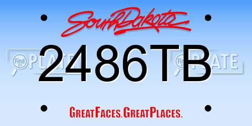 2486TB South Dakota License Plate