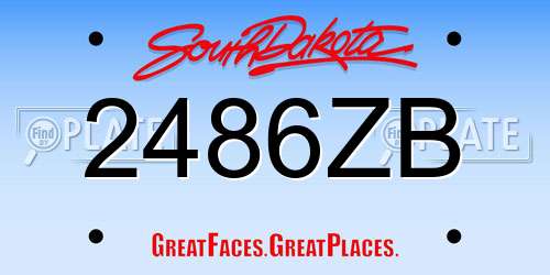 2486ZB South Dakota License Plate
