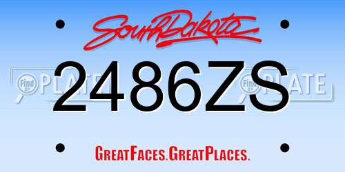 2486ZS South Dakota License Plate