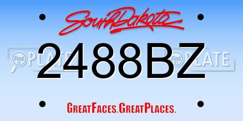 2488BZ South Dakota License Plate