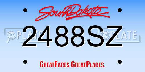2488SZ South Dakota License Plate
