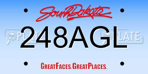 248AGL South Dakota License Plate