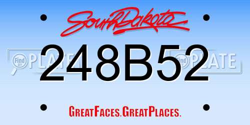 248B52 South Dakota License Plate