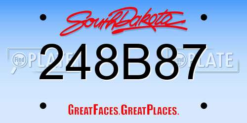 248B87 South Dakota License Plate