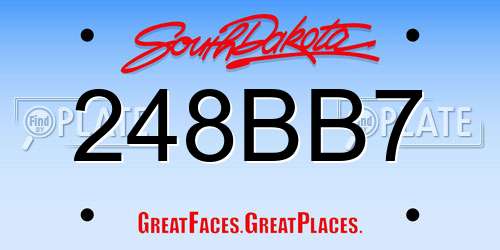 248BB7 South Dakota License Plate