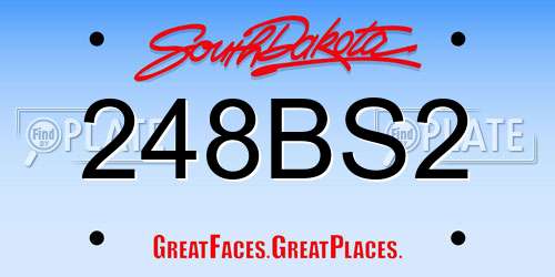248BS2 South Dakota License Plate