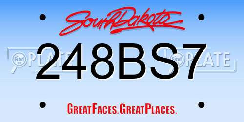 248BS7 South Dakota License Plate