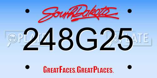 248G25 South Dakota License Plate