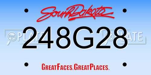 248G28 South Dakota License Plate